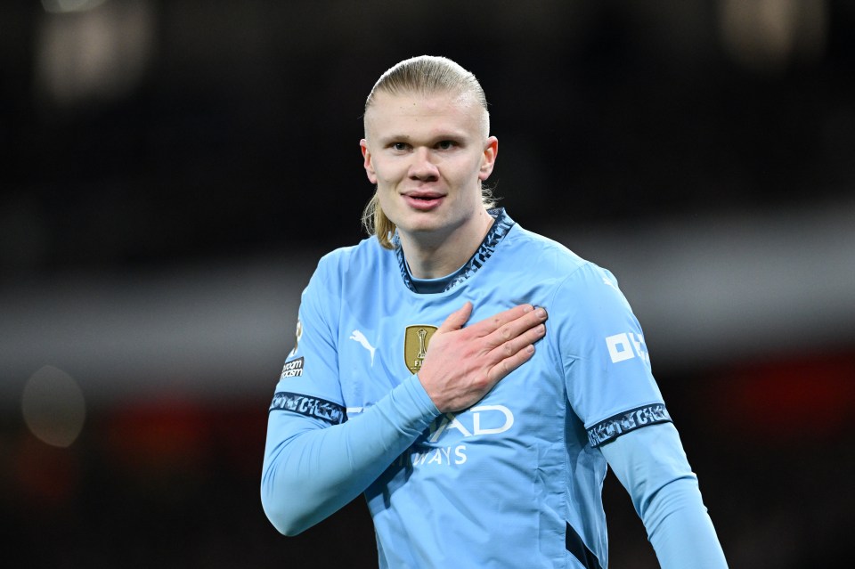 Erling Haaland of Manchester City celebrating a goal.