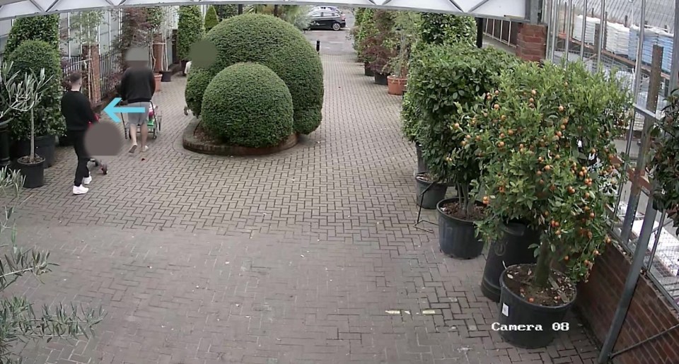 CCTV footage of Kyle Clifford at a garden center.