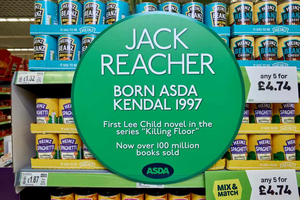 ASDA Kendal sign celebrating Jack Reacher's connection to the supermarket.