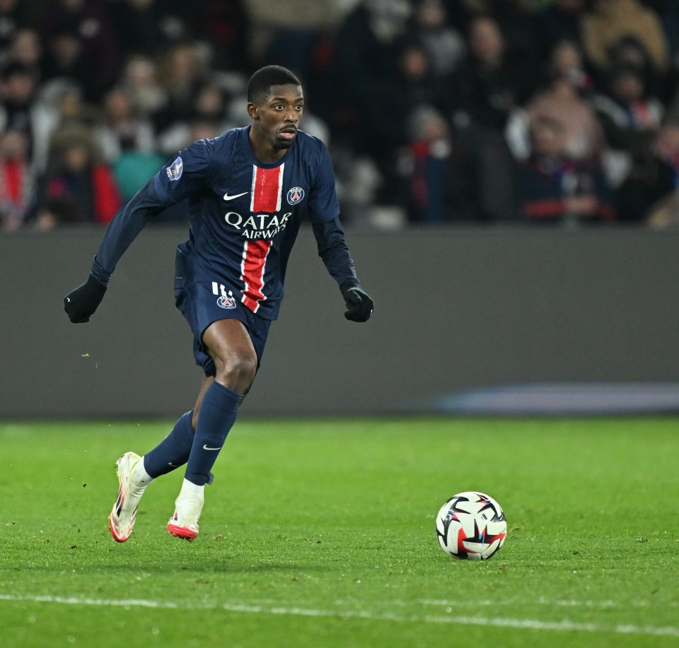 Ousmane Dembele of PSG celebrating a goal.