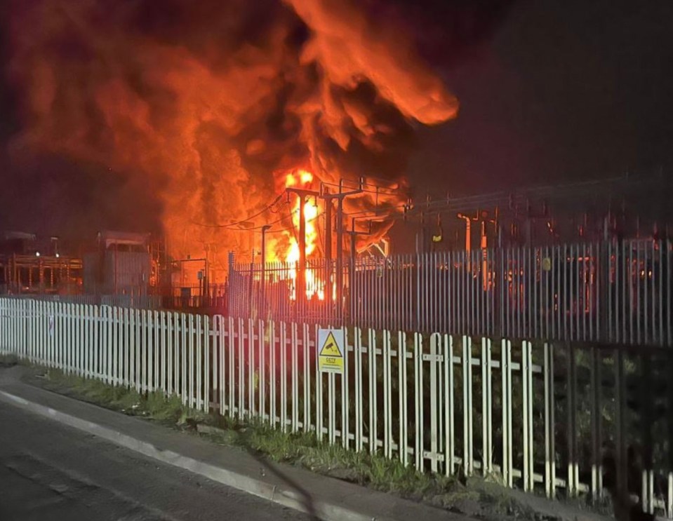 Large fire at an electrical substation.