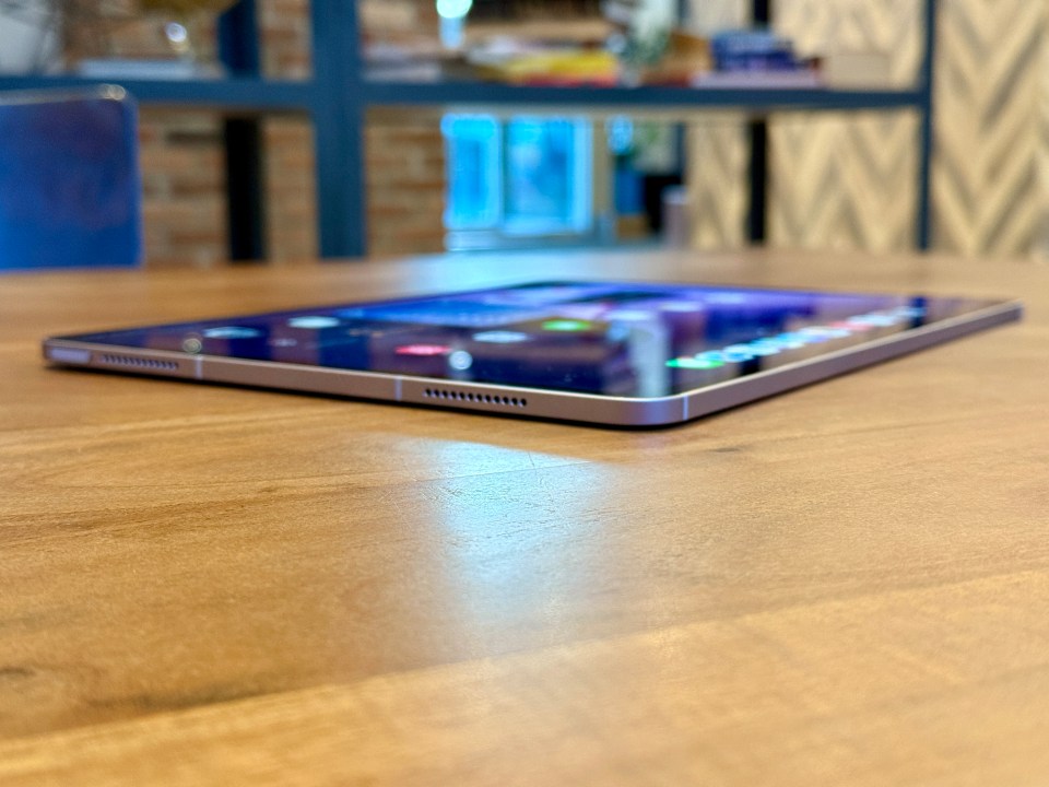 iPad Air on a wooden table.