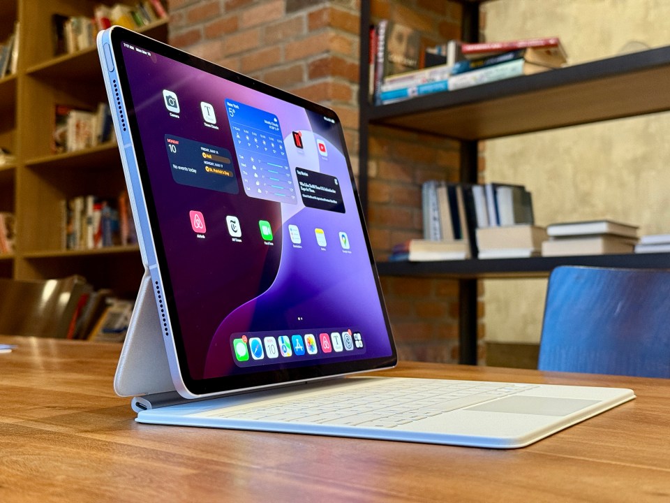 iPad Air with keyboard on a table.