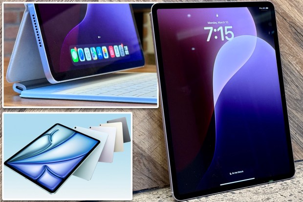 Collage of iPad Air images showing different angles and colors.