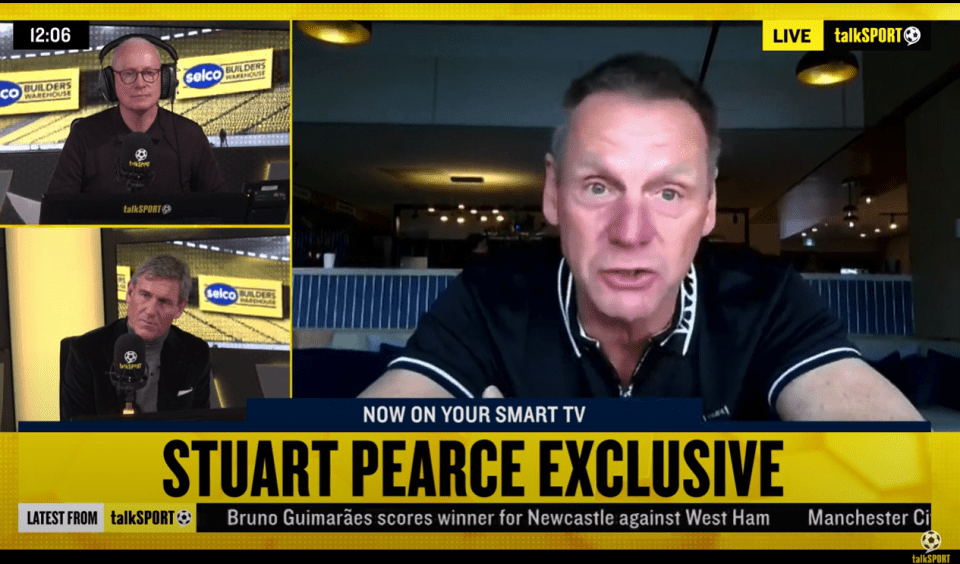 Screenshot of Stuart Pearce's exclusive talkSPORT interview.