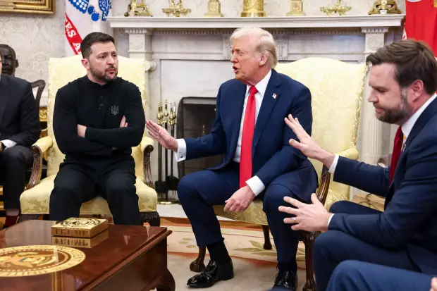 Trump, Zelenskyy, and others in a meeting.