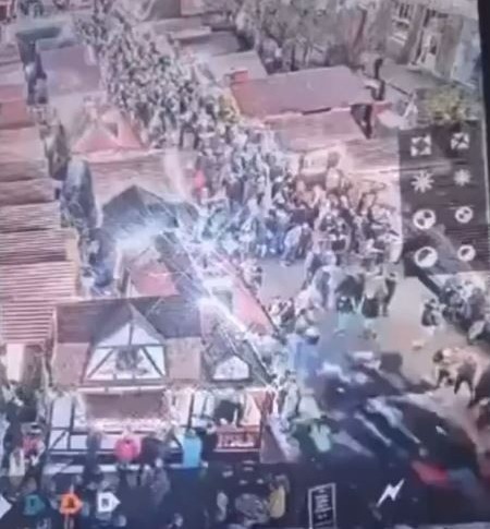 Aerial view of a large crowd of people.