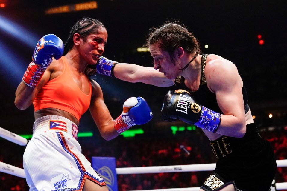 Katie Taylor boxing Amanda Serrano.