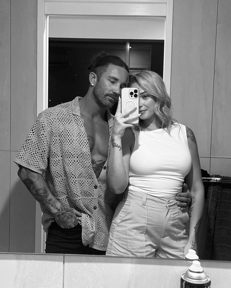 Black and white selfie of Jack and Tori from Married at First Sight Australia.