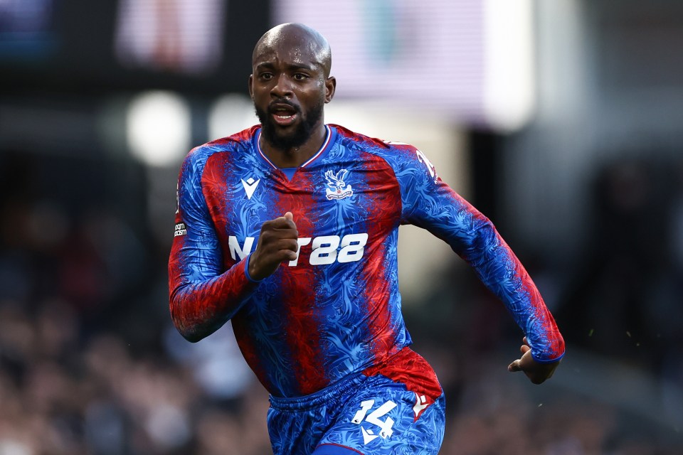 Jean-Philippe Mateta of Crystal Palace running during a Premier League match.