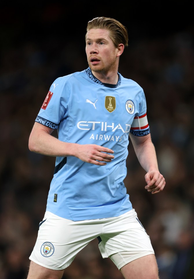 Kevin De Bruyne of Manchester City in a soccer match.