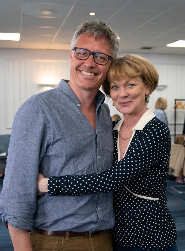 Robert Thorogood and Samantha Bond at a readthrough.
