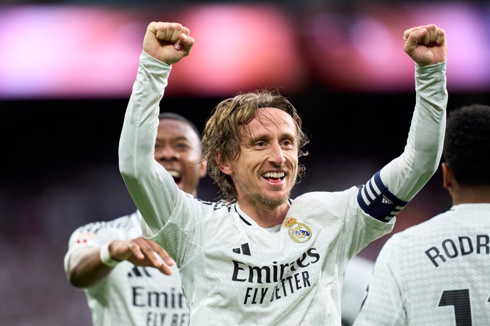 Luka Modric of Real Madrid celebrating a goal.