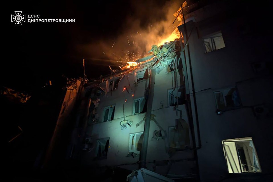 Damaged building after a missile attack in Kryvyi Rih.