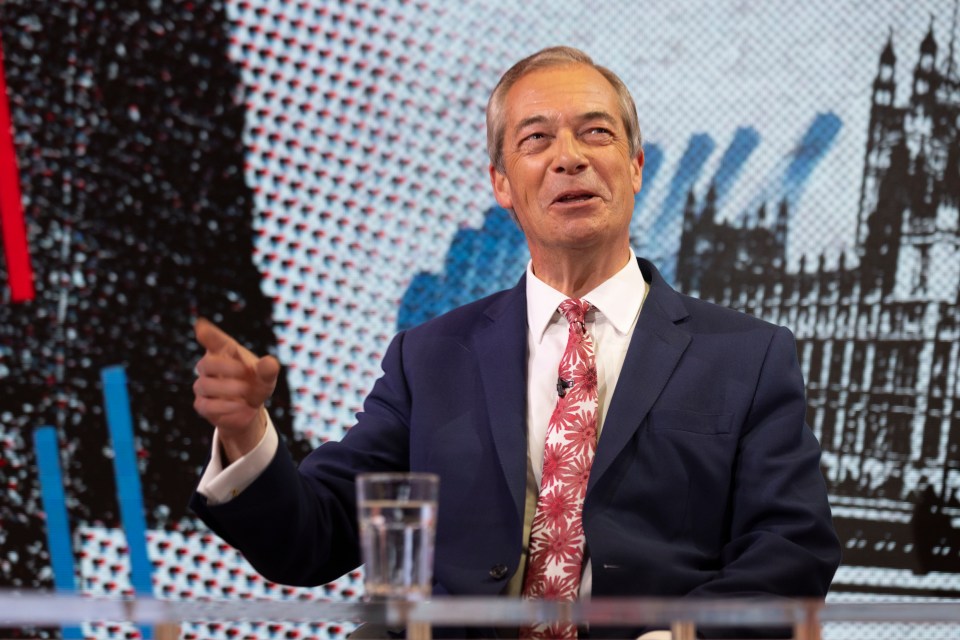 Nigel Farage speaking at a televised event.