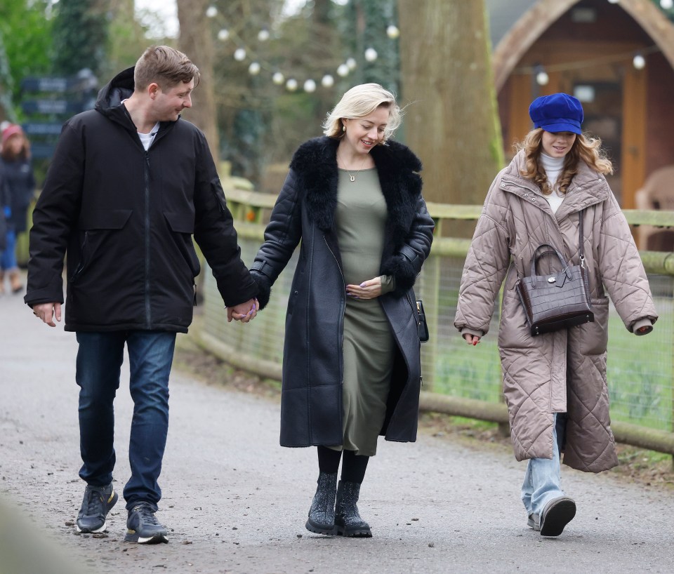 Kelsey Parker and her children walking at Port Lympne Hotel & Reserve.
