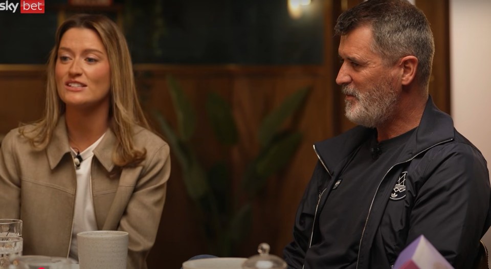 Roy Keane and his daughter in conversation.
