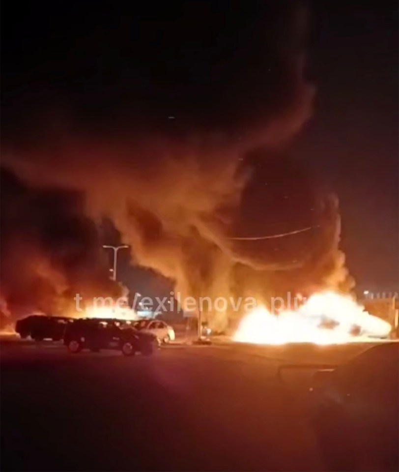 Large fire burning at night.