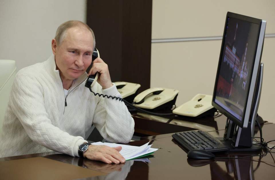 Vladimir Putin on the phone.