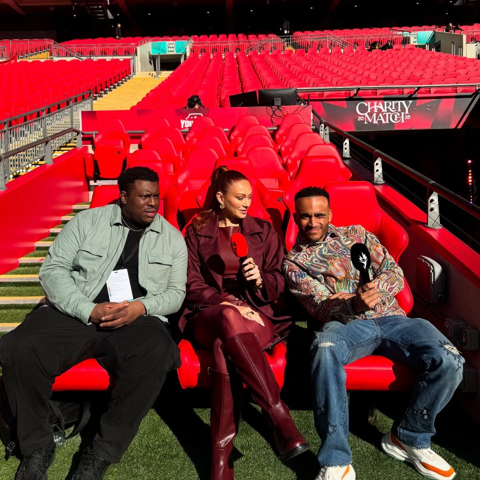 Three presenters at the Sidemen Charity Match.