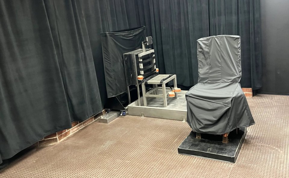South Carolina's death chamber: electric chair and firing squad chair.