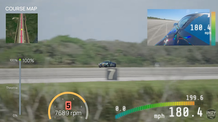 AI robot car reaching nearly 200 mph.