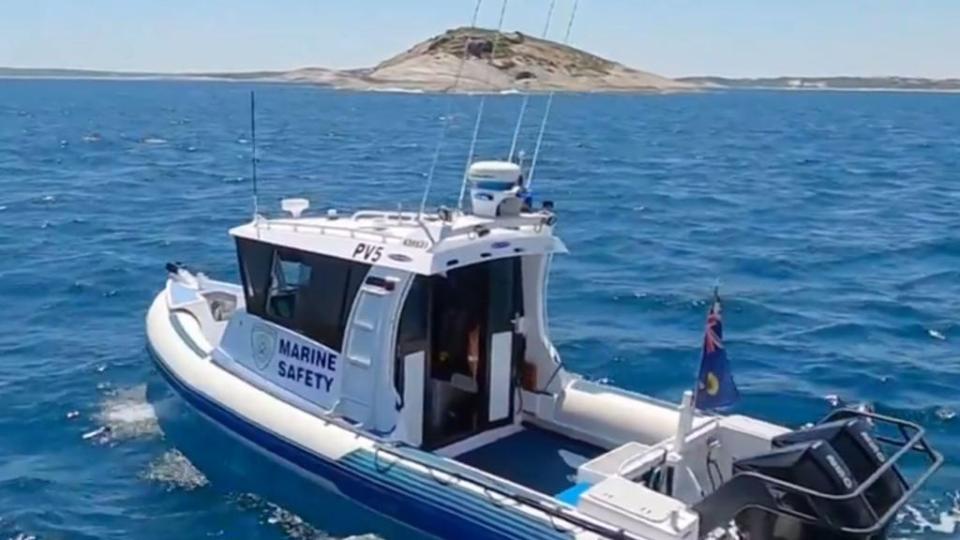Marine safety vessel at sea.