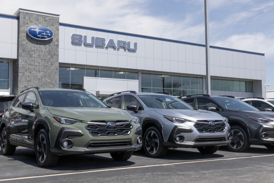 Indianapolis - April 14, 2024: Subaru Crosstrek display at a dealership. Subaru offers the Crosstrek in Premium, Limited, Sport and Wilderness models.