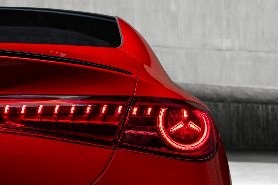 Close-up of a red car's taillight.