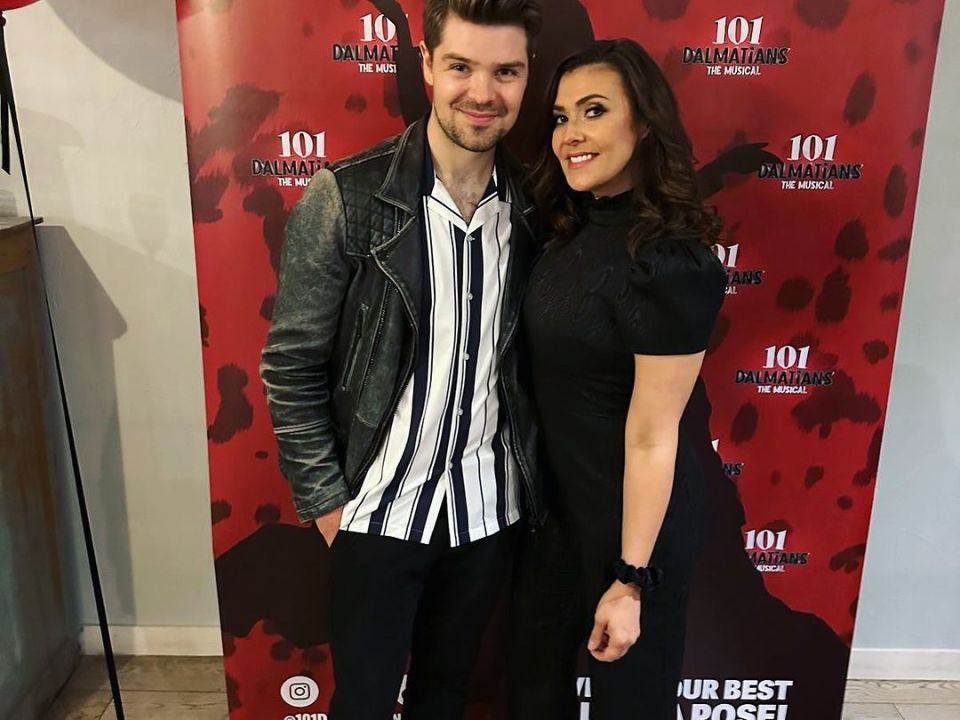Photo of Kym Marsh and a man at a 101 Dalmatians the Musical event.