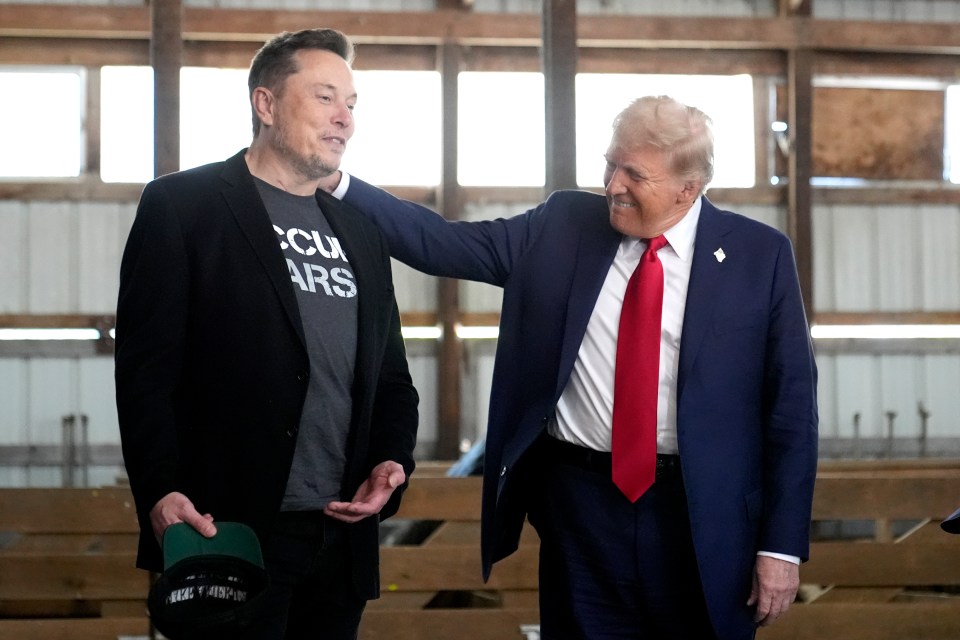 Elon Musk and Donald Trump at a campaign event.