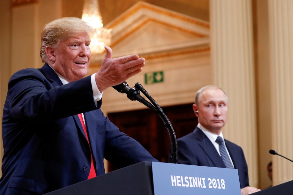 President Trump and President Putin at a joint press conference in Helsinki, 2018.