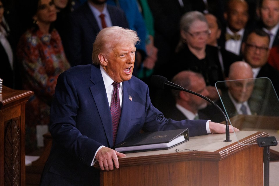 Donald Trump giving a speech at a Joint Session of Congress.