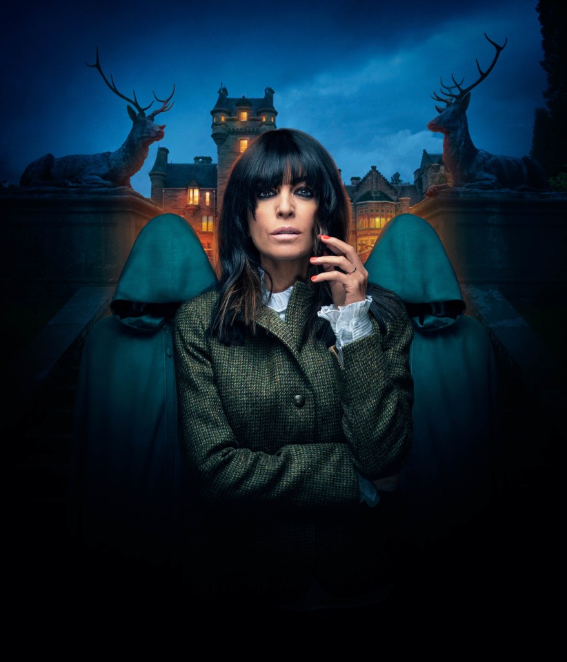 Claudia Winkleman in The Traitors promotional image.