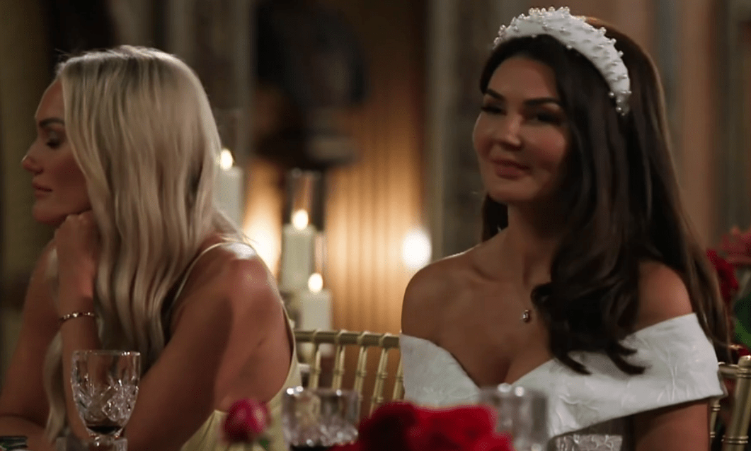 Screenshot from MAFS Australia showing two women at a wedding reception.