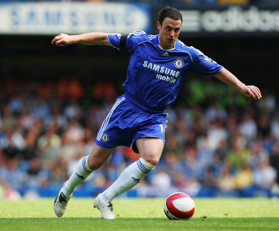 Wayne Bridge of Chelsea in action during a soccer match.