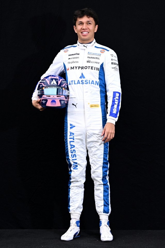 Portrait of Alexander Albon in his Williams Racing uniform.