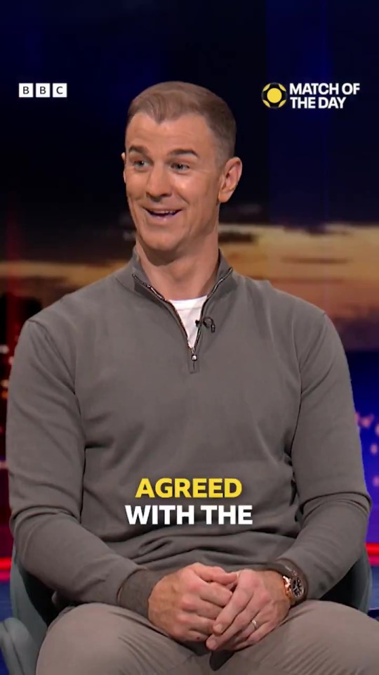 Man on BBC Match of the Day says "Agreed with the".