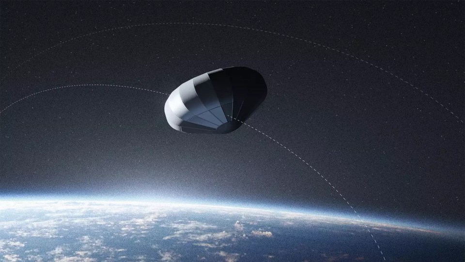 Illustration of a reentry vehicle over Earth.