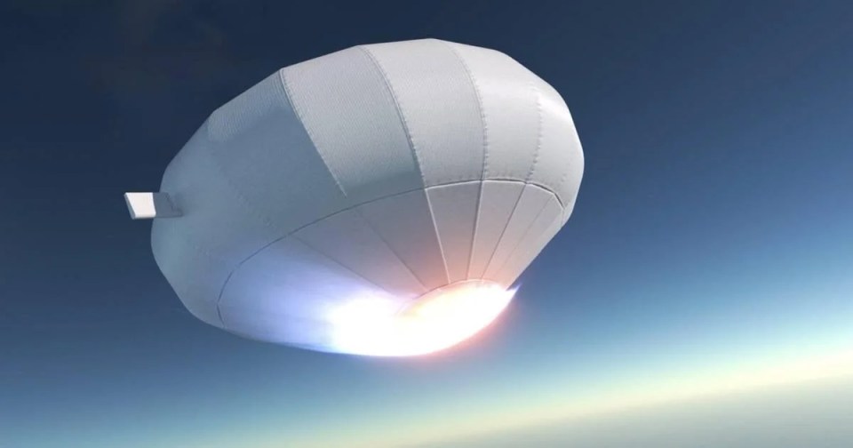 Illustration of a reentry vehicle splashing down in the South Atlantic Ocean.