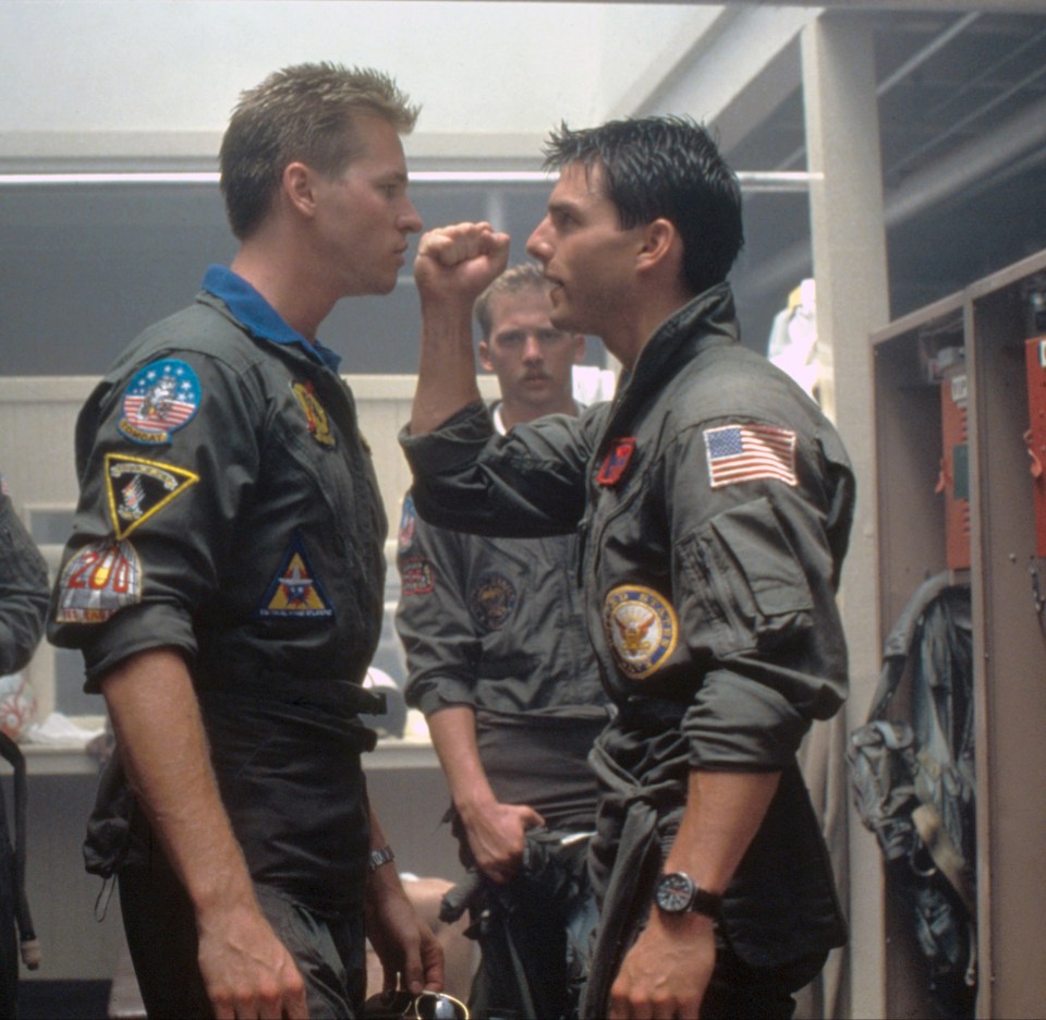 Val Kilmer and Tom Cruise in Top Gun.