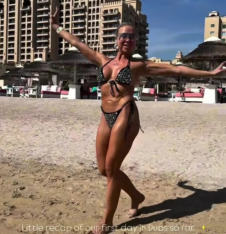 Gabby Allen on a beach in Dubai.