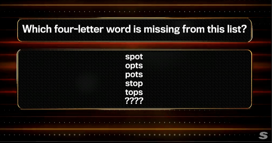 Word puzzle: find the missing four-letter word.