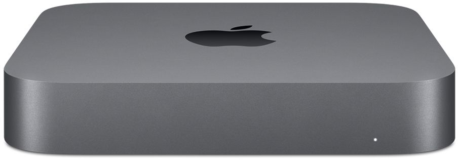 Gray Mac mini computer.