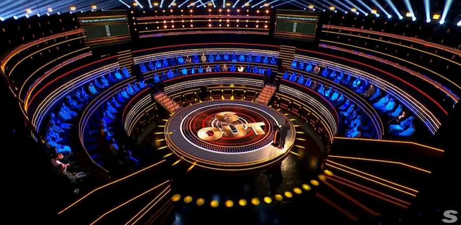 The 8 Out of 10 Cats Does Countdown game show set.