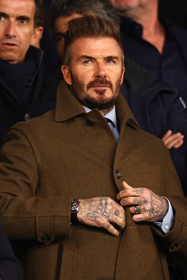 David Beckham at a soccer match.