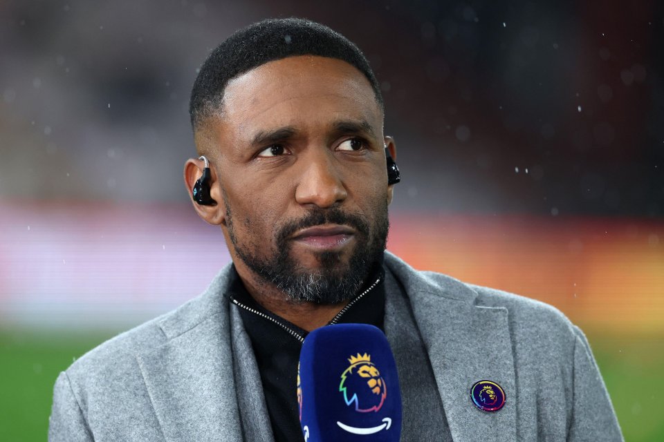 Jermain Defoe presenting for Amazon Prime at a Premier League match.