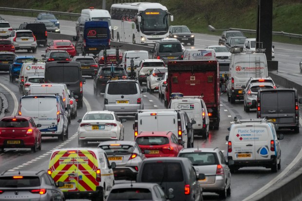Heavy traffic jam on a motorway.