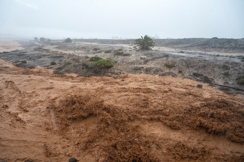 Flash flood in Lanzarote, Canary Islands.