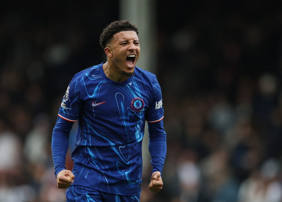 Jadon Sancho of Chelsea celebrating after a soccer match.